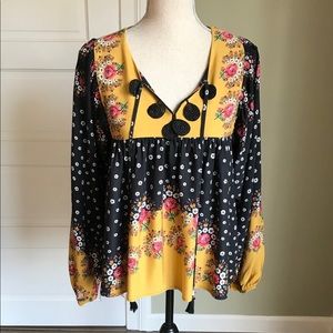 Anthropologie Farm Rio Floral Viscose Blouse Top
